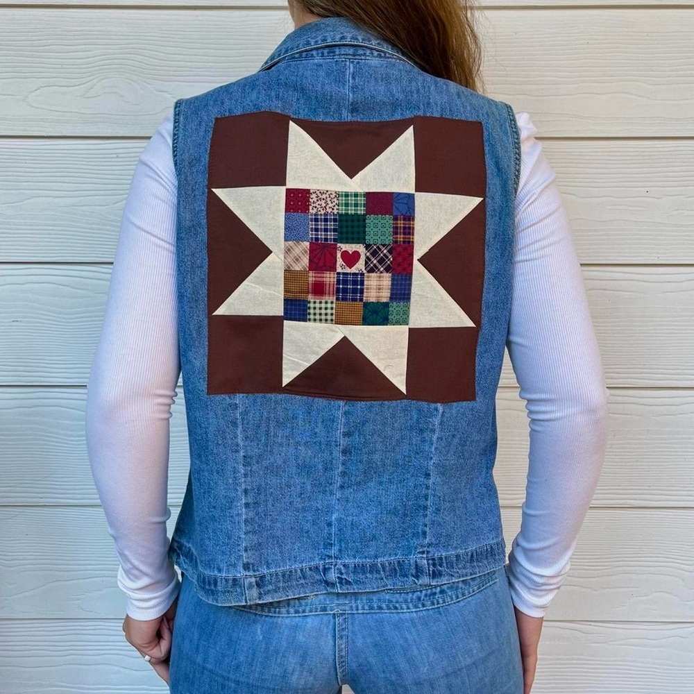 Denim Patchwork Quilt Block Vest - image 1
